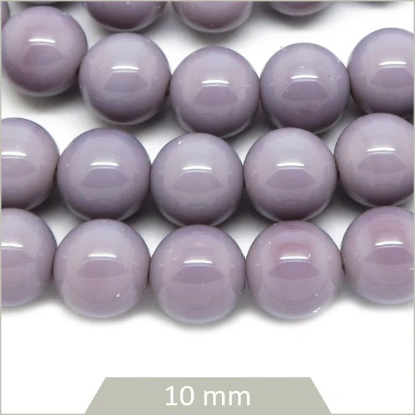 Env. 38 perles de verre rondes lila 10 mm