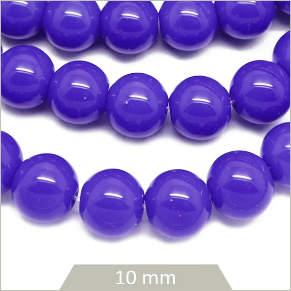 Env. 38 perles de verre rondes bleu royal 10 mm