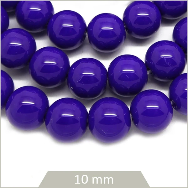 Env. 38 perles de verre rondes bleu marine 10 mm