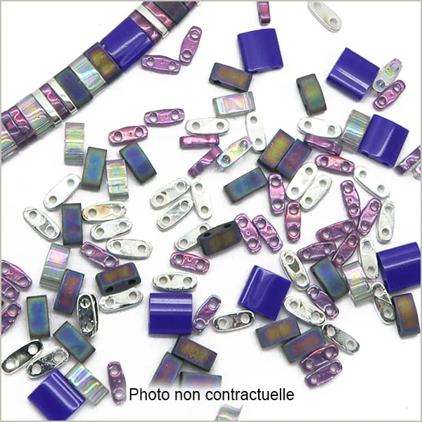 6 g de mix de perles Tila bleu, violet et argenté