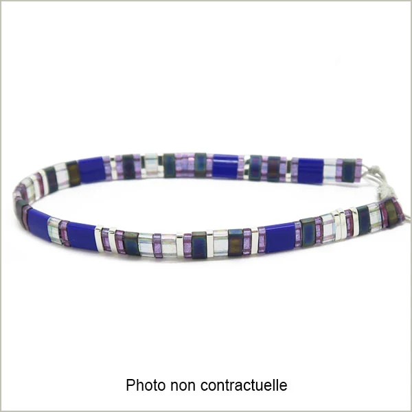 6 g de mix de perles Tila bleu, violet et argenté