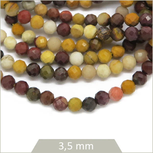 Env. 125 perles facettées en Jaspe Mookaïte 3,5 mm