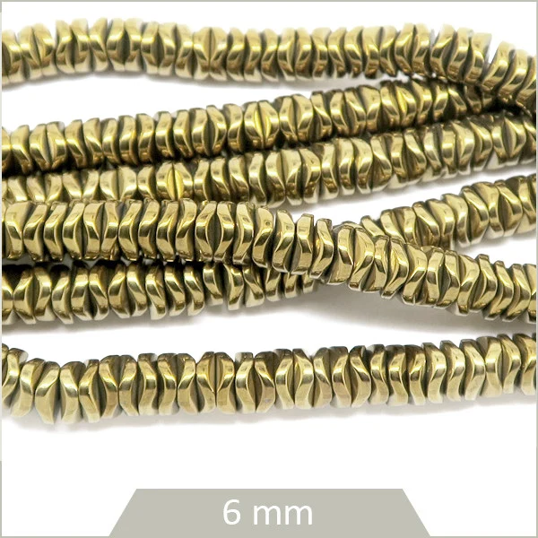 Env. 175 perles heishi hématite light gold 6 mm – intercalaires bijoux DIY