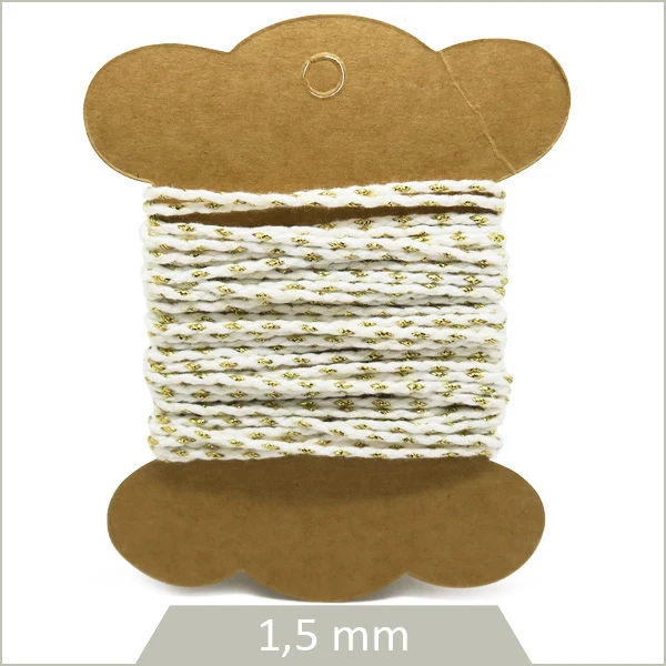 5 m de cordon tressé blanc et or