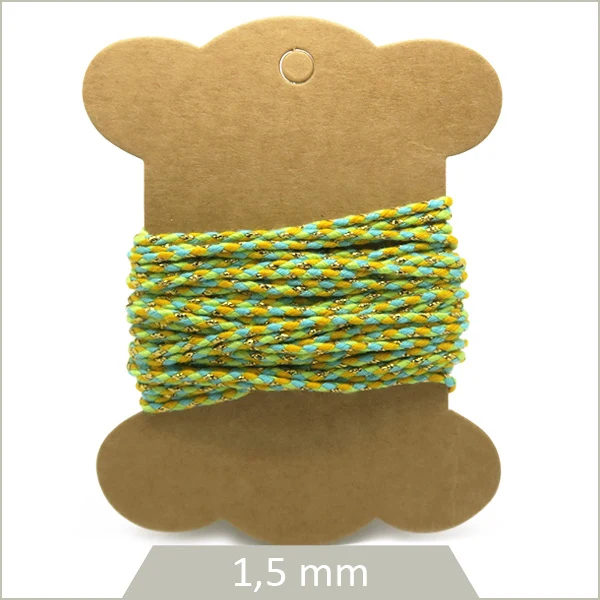 5 m de cordon tressé vert et or