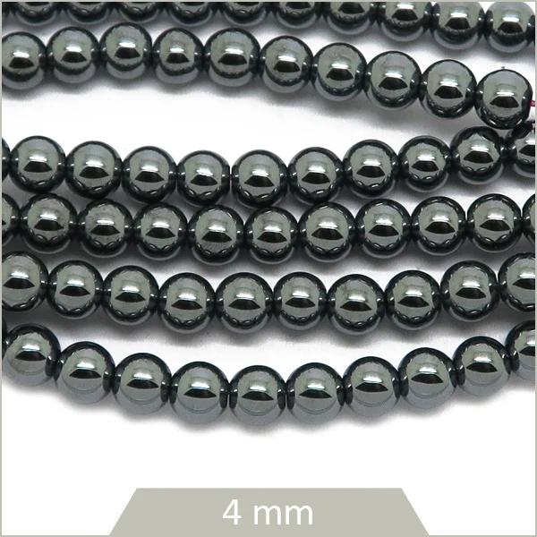 Env. 100 perles rondes en hématite gris anthracite non magnétique, 4 mm