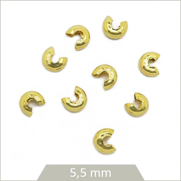 Env. 20 perles cache nœud en acier inoxydable doré 5,5 mm