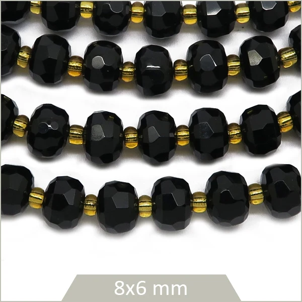 Env. 45 perles donuts à facettes en Onyx, 8x6 mm