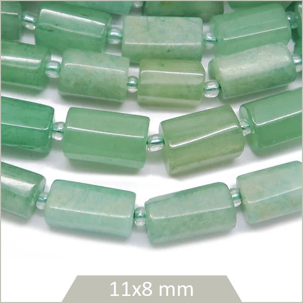 Env. 30 perles colonnes en Aventurine, 11x8 mm