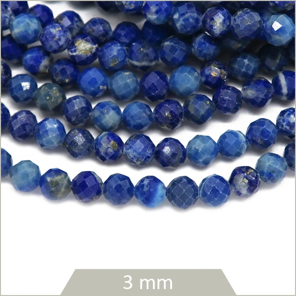 Env. 120 perles à facettes en Lapis Lazuli, 3 mm