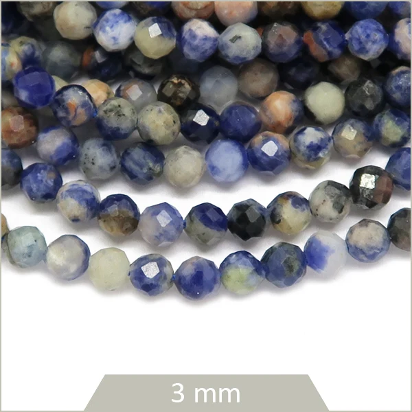 Env. 110 perles à facettes en Sodalite, 3 mm