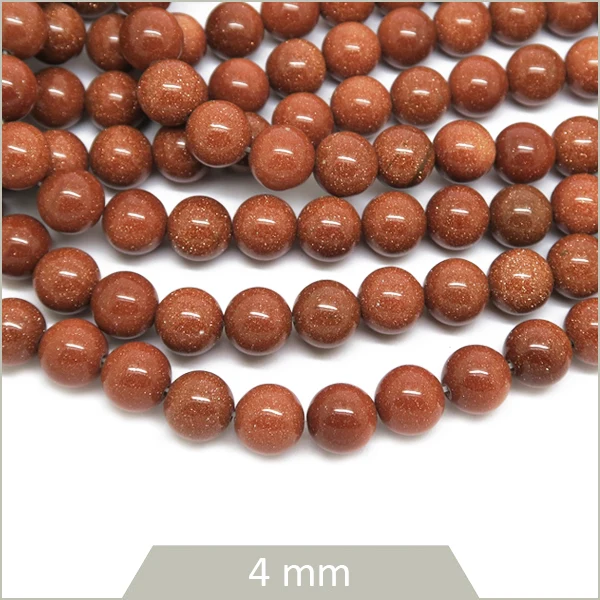 Env. 85 perles rondes Pierre de sable dorée, 4 mm