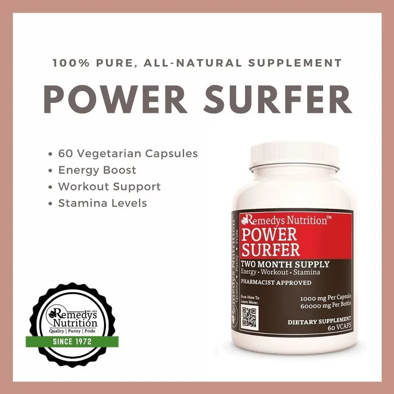 Vitamines Power Surfer™ pour l'énergie 1000 mg 60 capsules végétaliennes