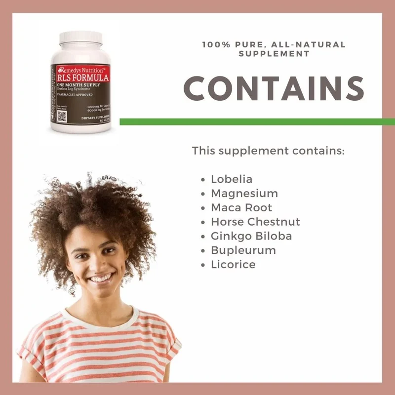 Vitamines pour le syndrome des jambes sans repos (1000 60 mg, XNUMX capsules végétaliennes)