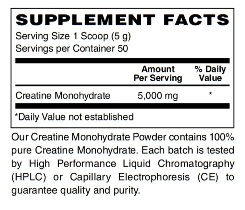 Créatine monohydrate en poudre 5 g | Sans arôme, 50 portions
