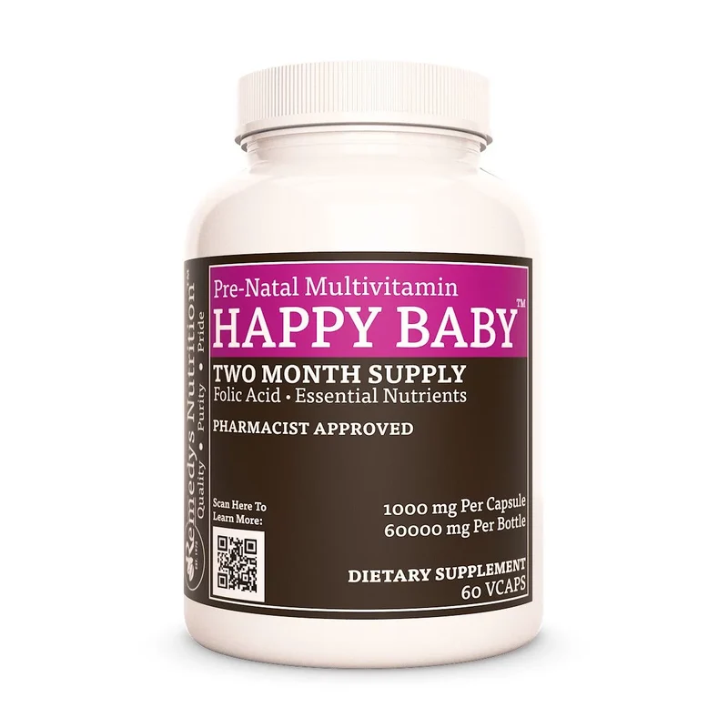 Multivitamines prénatales Happy Baby™ 1000 mg, 60 capsules végétaliennes