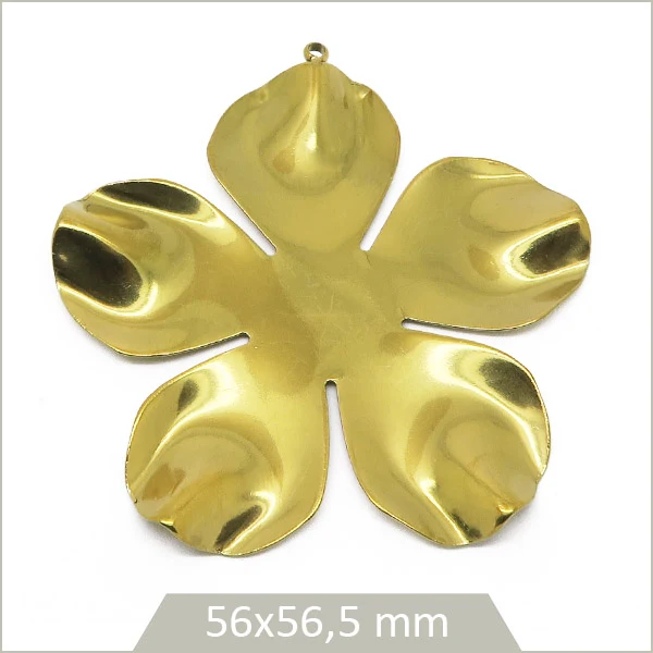 1 grande breloque fleur ondulée en acier inoxydable doré