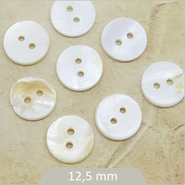8 boutons coquille d'eau douce, 12,5 mm