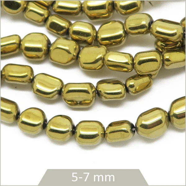 40 cm de perles galets hématite light gold