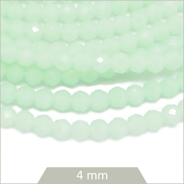 Env. 95 perles de verre à facettes aquamarine, 4 mm