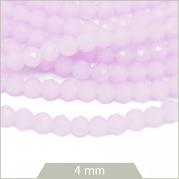 Env. 95 perles de verre à facettes lila, 4 mm