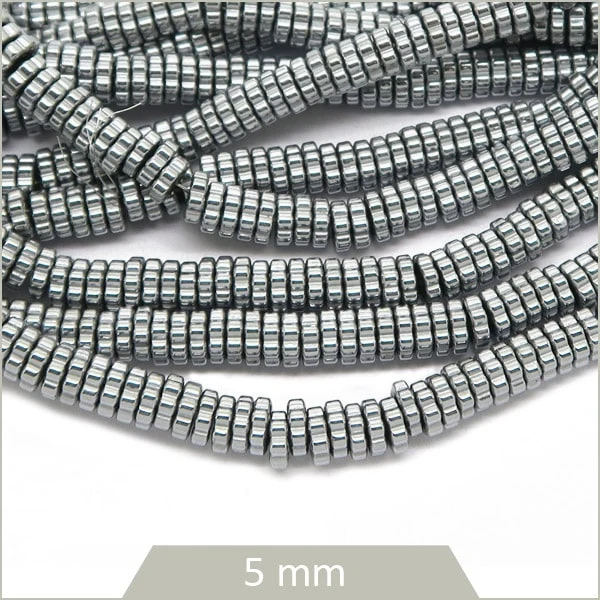 Env. 200 perles rondelles crantées en hématite 5 mm
