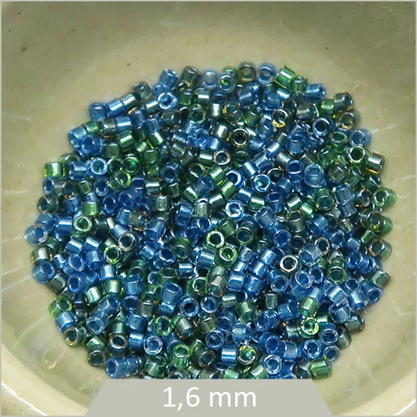 5 g de perles Miyuki Delica 11/0, DB0985 mix vert et bleu