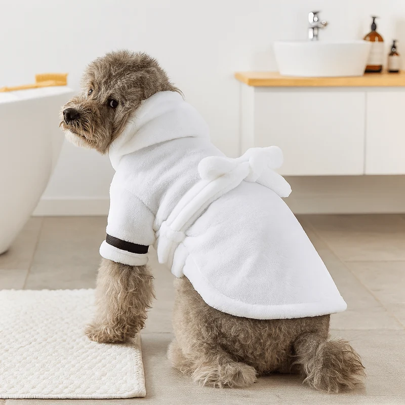 Peignoir de bain avec capuche pour chien