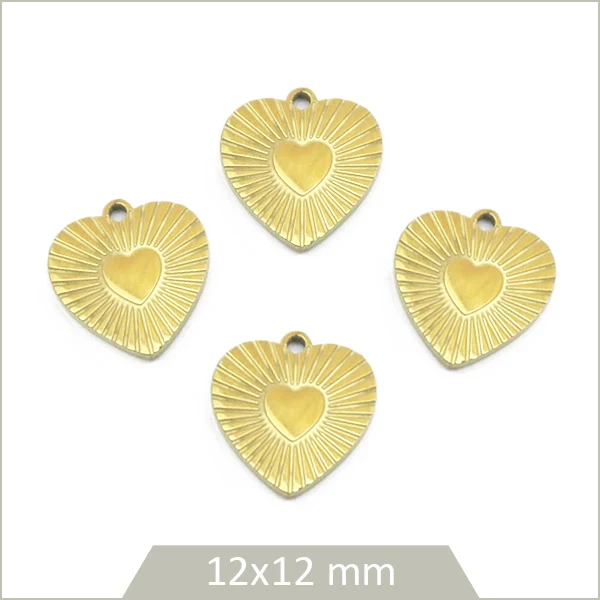 4 breloques cœur acier inoxydable doré 316L