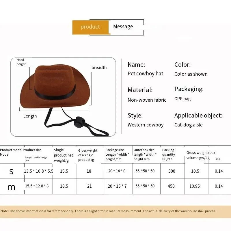 Chapeau Cowboy pour chien