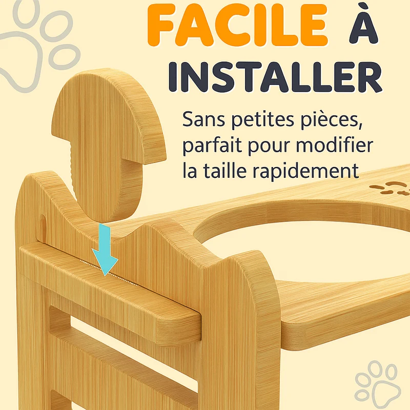 Gamelle en hauteur en bois pour grand chien