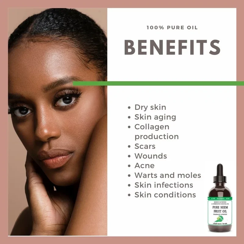 Huile de fruit de neem pure pour usage cosmétique topique 2 onces liquides