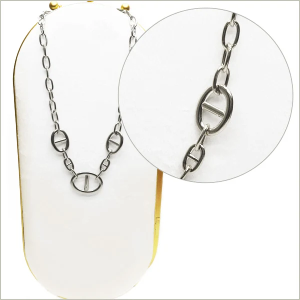 1 collier chaîne maillon ovale en acier inoxydable 20 cm