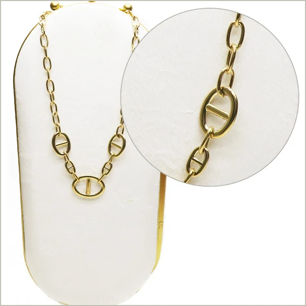 1 collier chaîne maillon ovale en acier inoxydable doré 20 cm