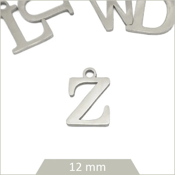 1 breloque lettre Z en acier inoxydable