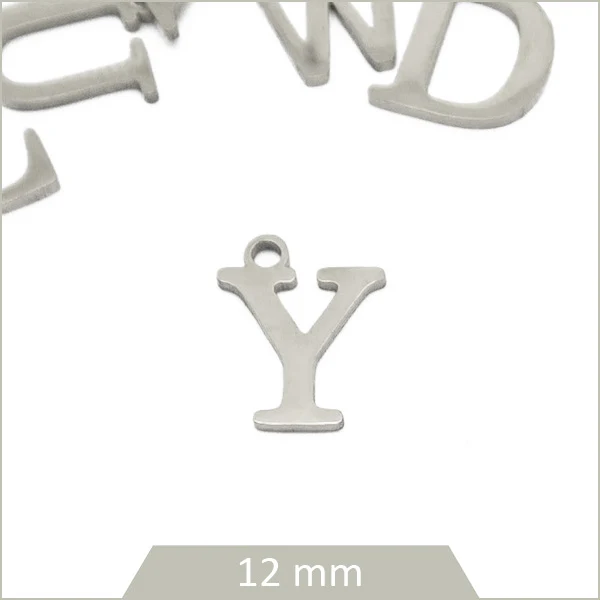 1 breloque lettre Y en acier inoxydable