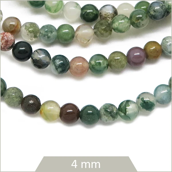 Env. 85 perles rondes en Agate indienne, 4 mm