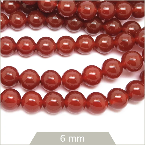Env. 60 perles rondes Cornaline, 6 mm