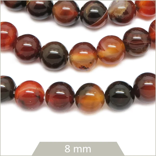 Env. 45 perles rondes en Agate dream rayée, 8 mm