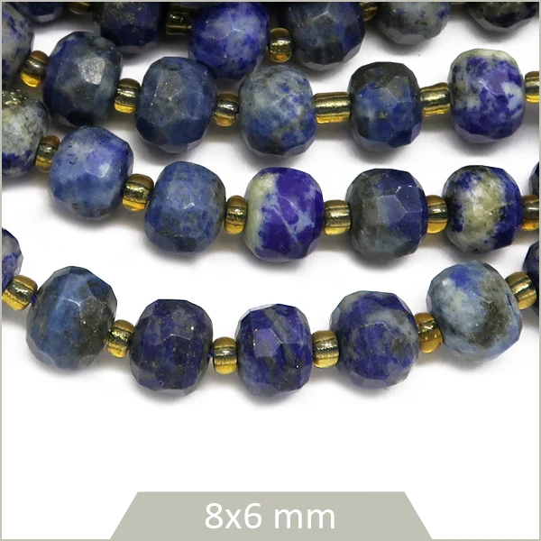 Env. 45 perles donuts à facettes en Lapis Lazuli, 8x6 mm