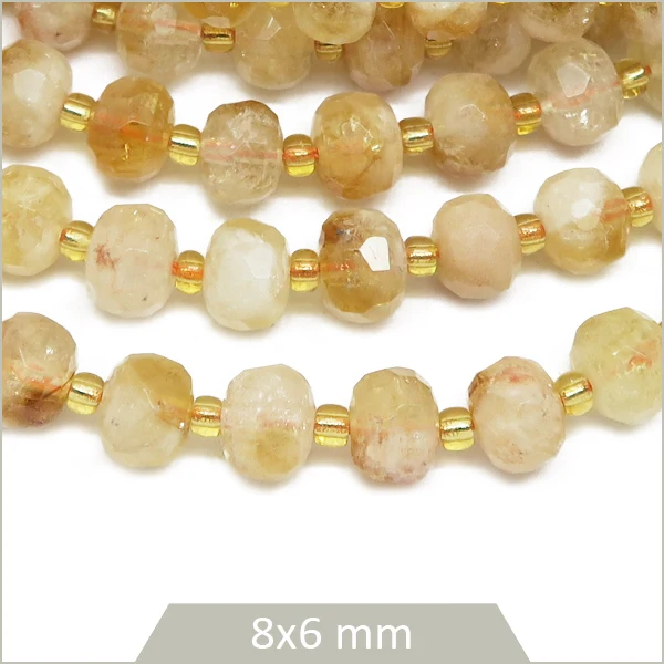 Env. 45 perles donuts à facettes en Citrine, 8x6 mm