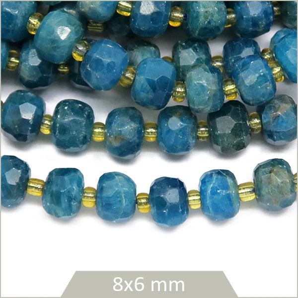 Env. 45 perles donuts à facettes en Apatite, 8x6 mm
