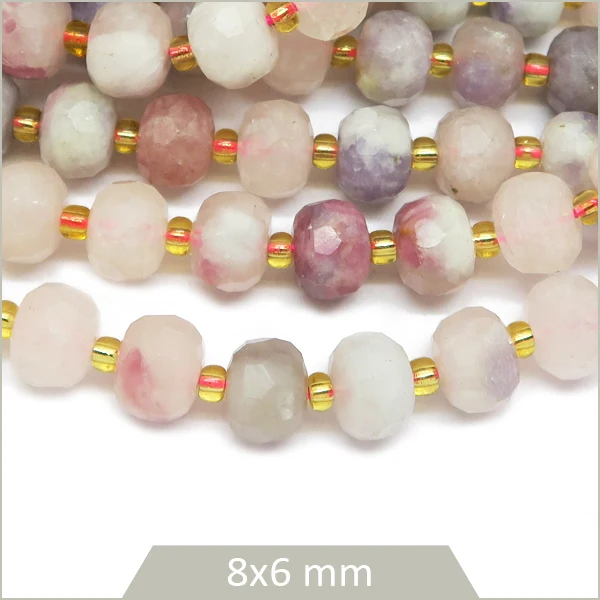Env. 40 perles donuts à facettes Tourmaline, 8x6 mm