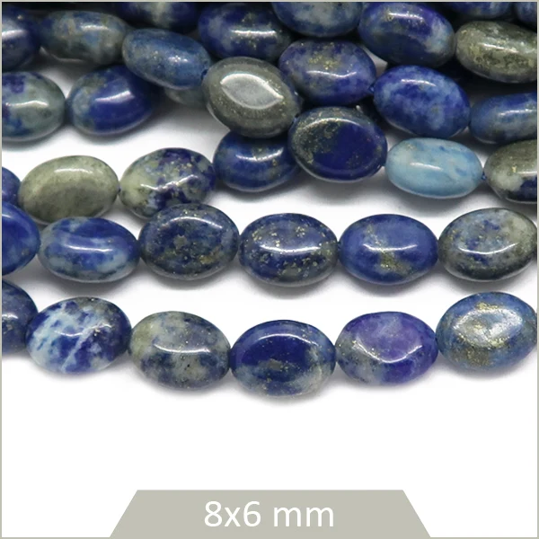 Env. 45 perles ovales Lapis Lazuli, 8x6 mm