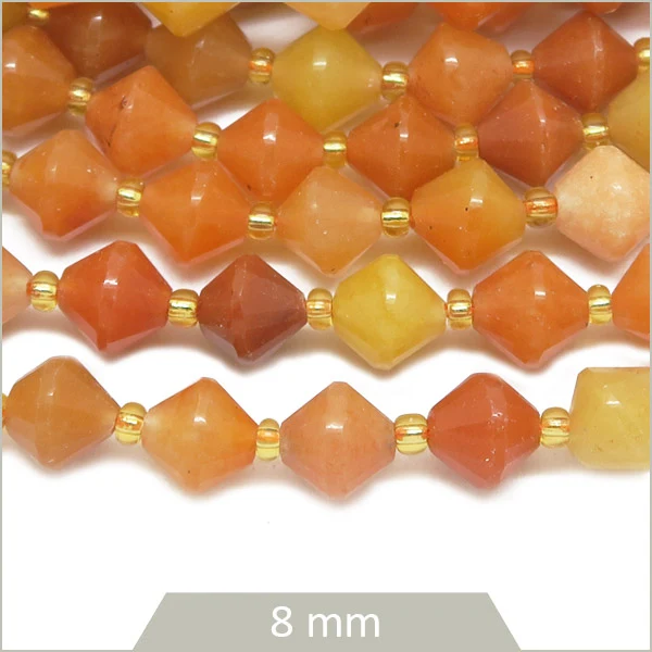 Env. 35 perles toupies Aventurine rouge, 8 mm
