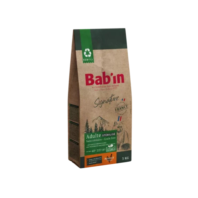 Croquettes pour chat - Adulte Stérilisé - Poulet Sans Céréales - Bab'in Signature