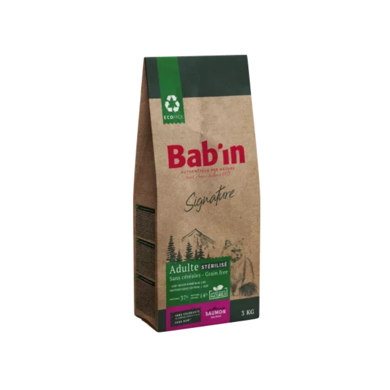 Croquettes pour chat - Adulte Stérilisé - Saumon Sans Céréales - Bab'in Signature