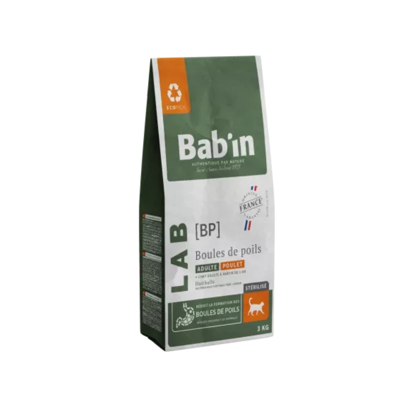 Croquettes pour chat - Adulte Boules de Poils - Poulet - Bab'in LAB