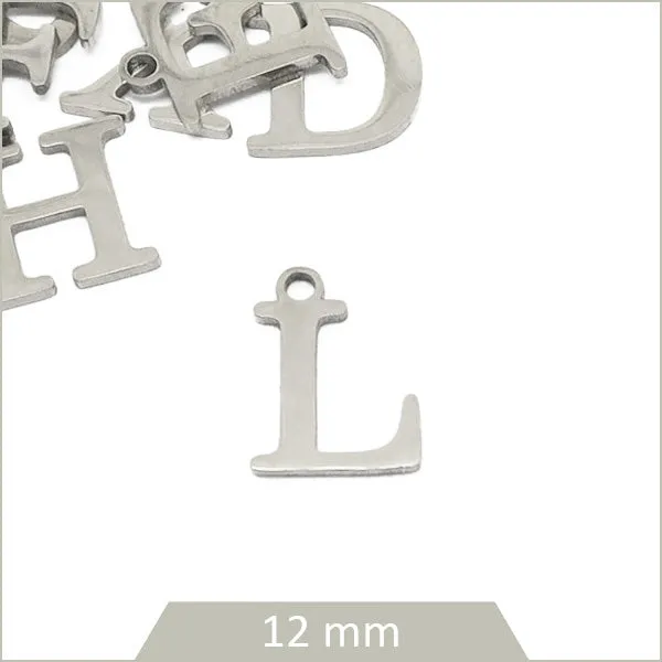 1 breloque lettre L en acier inoxydable
