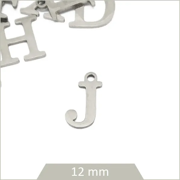 1 breloque lettre J en acier inoxydable